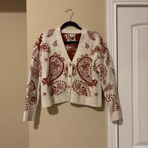 Women's Cream & Burgundy Cardigan